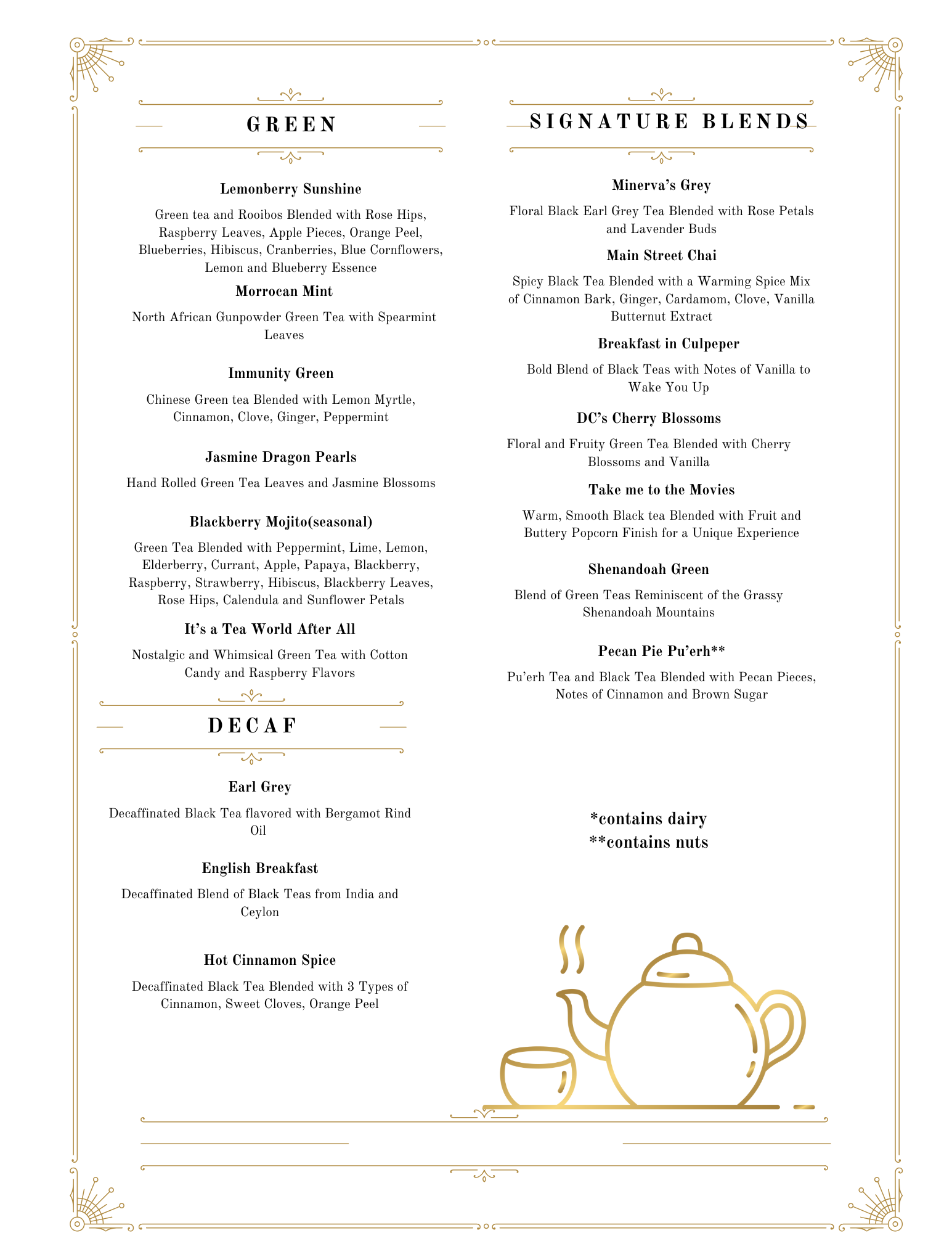Mp Tea Menu Minerva's Tea Lounge
